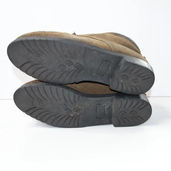 Vintage Lands End Brown Suede Lace Up Shoes Mens 9 B VTG SEE Outdoor Classic