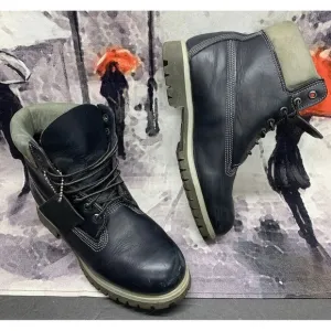 Vintage Timberland Boots Mens US 10.5 M Navy Blue Gray Fashion 15014 Made In USA