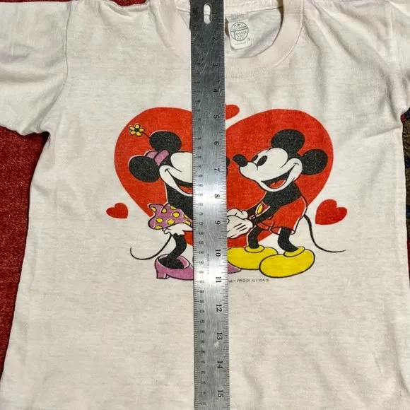 Vintage Youth size 12 &quot;Mickey Loves Minnie&quot; cotton tee shirt