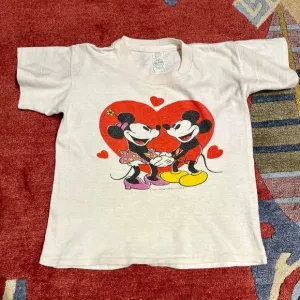 Vintage Youth size 12 &quot;Mickey Loves Minnie&quot; cotton tee shirt