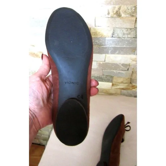 Vionic Callisto Brown Suede Ballet Shoes Size 8.5M