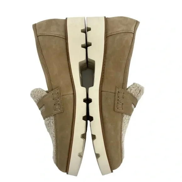 Vionic Cheryl Tan Sherpa Suede Nubbuck Loafer shoe Neutral Beige Tan Size 10 NEW