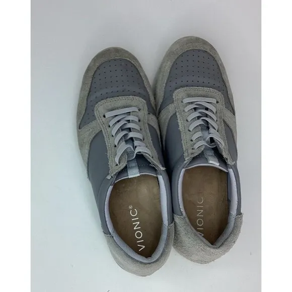 Vionic KARIGAN SNEAKER Leather shoes grey 6.5 orthotic Cushion Lightweight