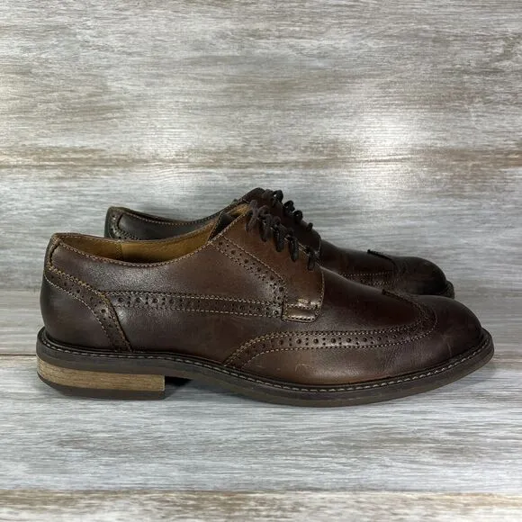 Vionic Men's Bowery Bruno Brown Leather Wing Tip Oxford Dress Shoes size 10