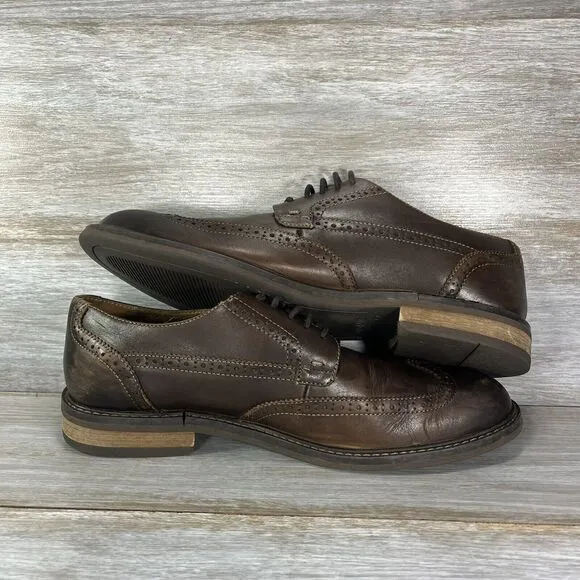 Vionic Men's Bowery Bruno Brown Leather Wing Tip Oxford Dress Shoes size 10