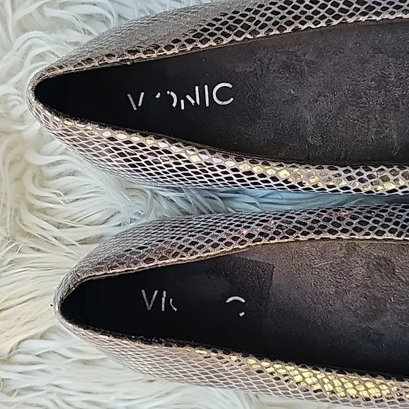 Vionic Womens Gem Caballo Gunmetal Snake Ballet Flats Size 8