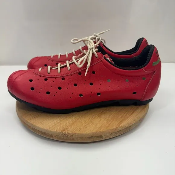 Vittoria Iride 1976 RETRO Cycling Shoes Mens Size 40 EU Red Leather Lace Up