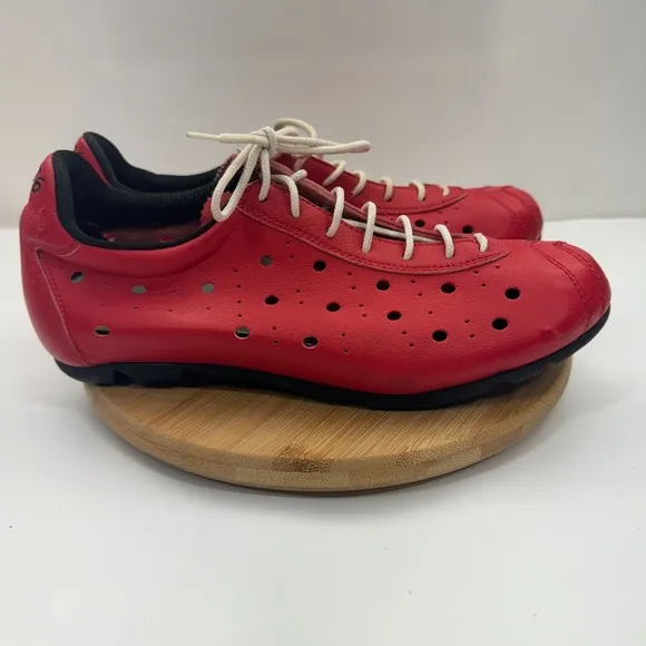 Vittoria Iride 1976 RETRO Cycling Shoes Mens Size 40 EU Red Leather Lace Up