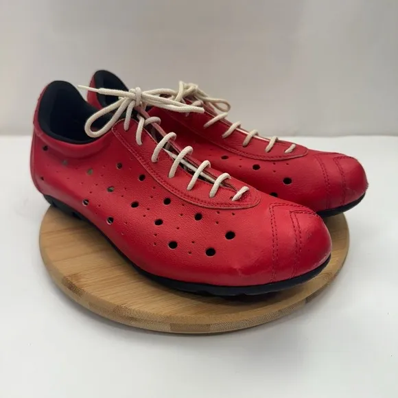 Vittoria Iride 1976 RETRO Cycling Shoes Mens Size 40 EU Red Leather Lace Up
