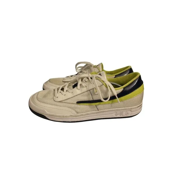 Vtg Fila First Edition fw03409 Men's Size 11 White Navy Leather Sneakers shoes
