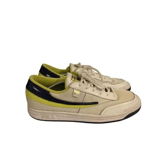 Vtg Fila First Edition fw03409 Men's Size 11 White Navy Leather Sneakers shoes