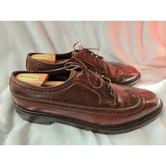 VTG Florsheim Imperial Brown V-Cleat 93602 Longwing Oxford Shoes 11.5 C
