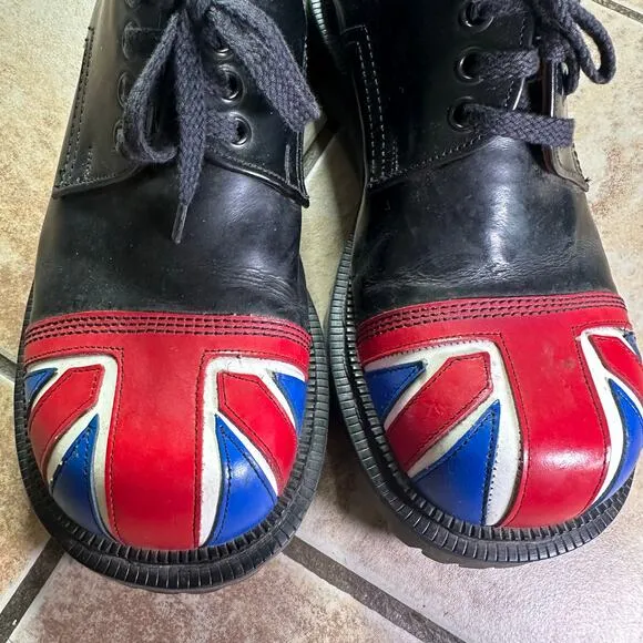Vtg Tredair Designer Leather Union Jack Shoes Size 6 Made In England Flag