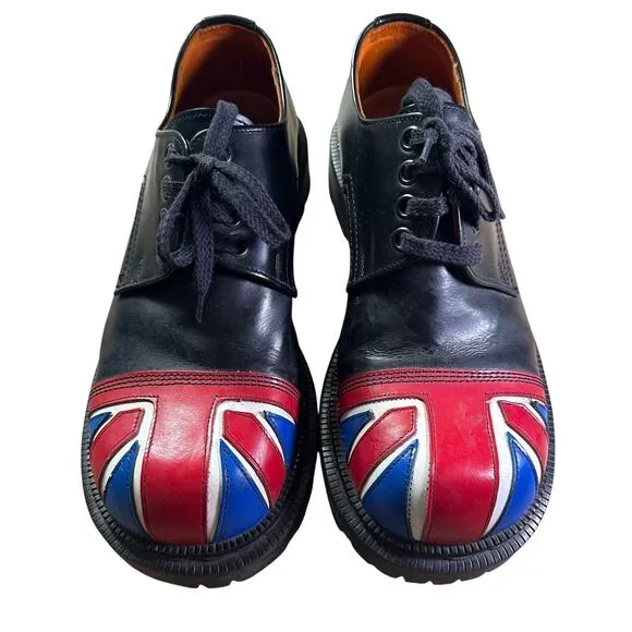 Vtg Tredair Designer Leather Union Jack Shoes Size 6 Made In England Flag
