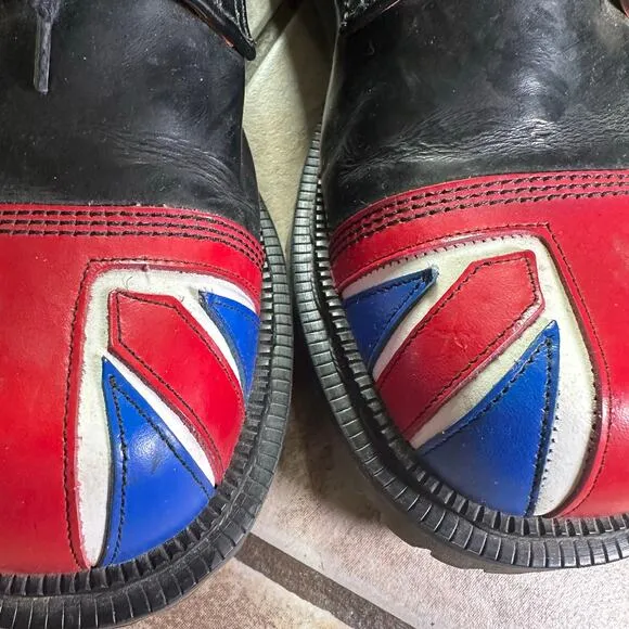 Vtg Tredair Designer Leather Union Jack Shoes Size 6 Made In England Flag