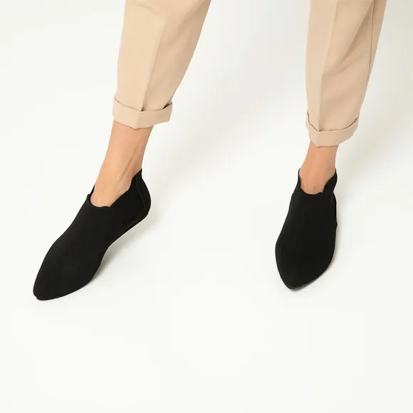WAPS Natural Black Women's Knit Ankle booties,lightweight Stretchy Shoes, Size 9