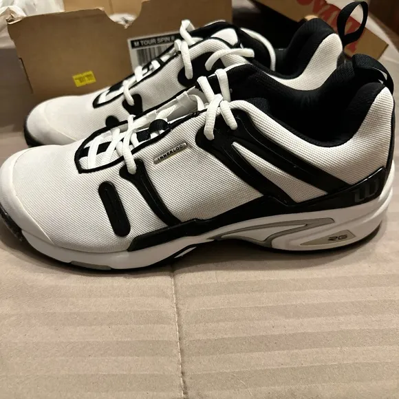 Wilson White and Black Tennis Athletic Shoes with Modern Design