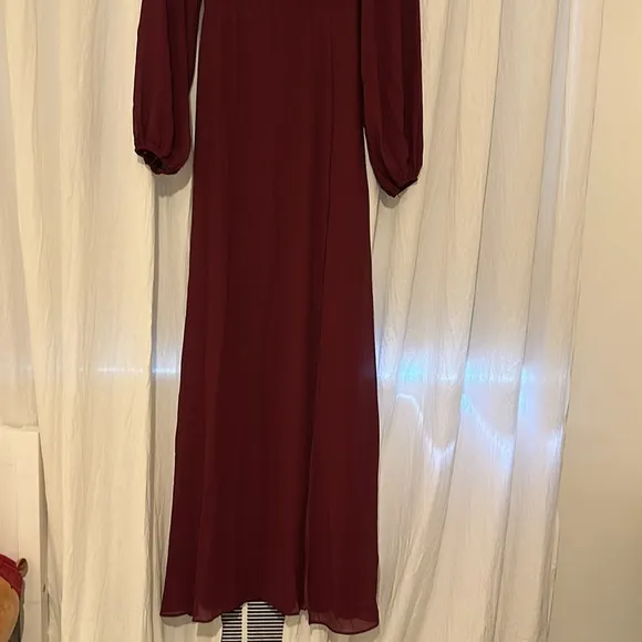 Windsor Kaylee Formal Chiffon Lace-Up Long Dress - Burgundy