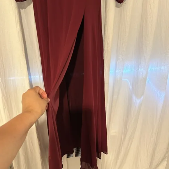 Windsor Kaylee Formal Chiffon Lace-Up Long Dress - Burgundy