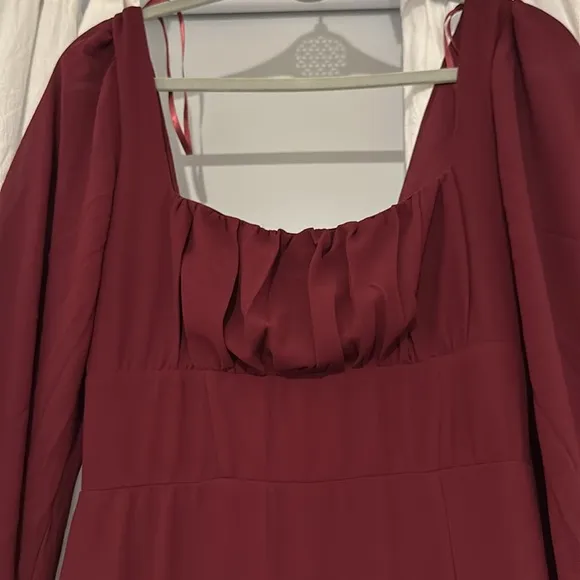 Windsor Kaylee Formal Chiffon Lace-Up Long Dress - Burgundy