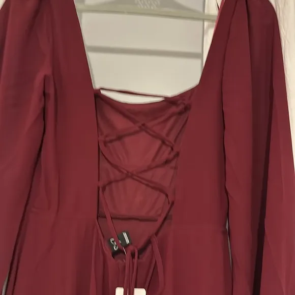 Windsor Kaylee Formal Chiffon Lace-Up Long Dress - Burgundy