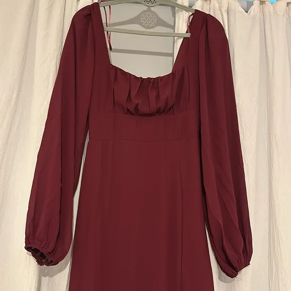 Windsor Kaylee Formal Chiffon Lace-Up Long Dress - Burgundy