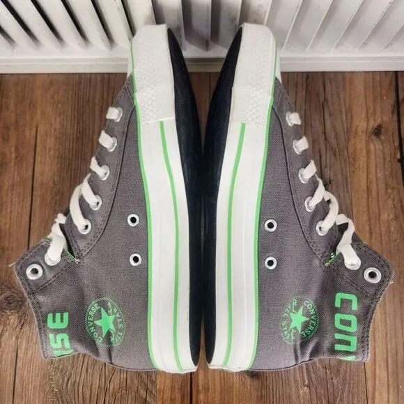 Womens 8 Converse Chuck Taylor All Star Gray Hi Fold Over Sneakers Shoes 535580F
