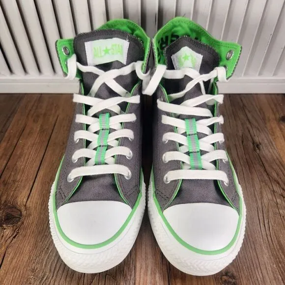 Womens 8 Converse Chuck Taylor All Star Gray Hi Fold Over Sneakers Shoes 535580F