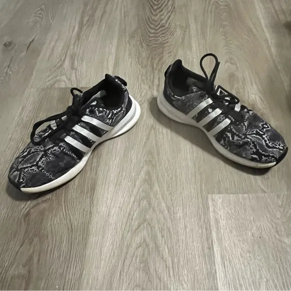 Women's Adidas Black &amp; White Snake Print Patterned Running Shoes