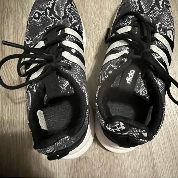 Women's Adidas Black &amp; White Snake Print Patterned Running Shoes