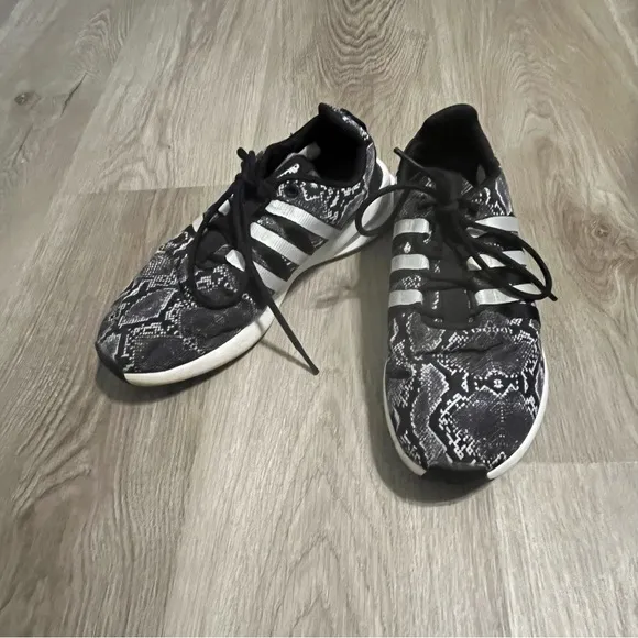 Women's Adidas Black &amp; White Snake Print Patterned Running Shoes