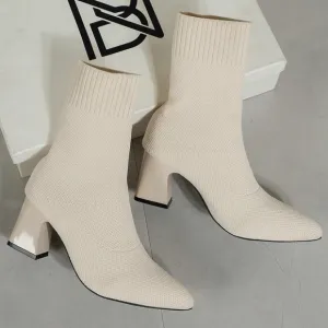 Women's Casual Pointed Toe Western Embroidery Winter Fashion Boots With Sweater