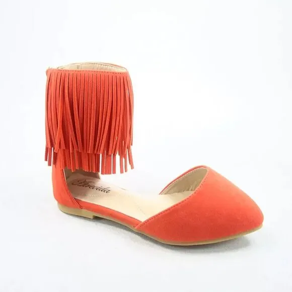 Women's Sexy Fringe Zipper Pointy Toe Flat Sandals Shoes