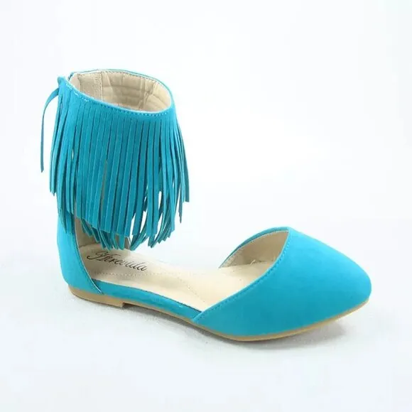Women's Sexy Fringe Zipper Pointy Toe Flat Sandals Shoes