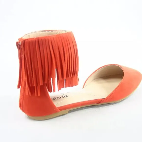 Women's Sexy Fringe Zipper Pointy Toe Flat Sandals Shoes
