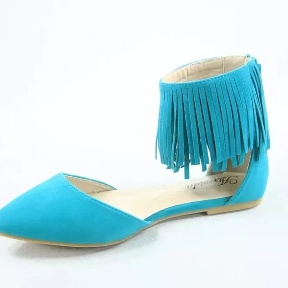 Women's Sexy Fringe Zipper Pointy Toe Flat Sandals Shoes