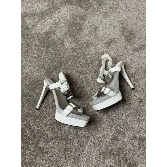 Womens Shoes GUCCI High Heeled Shoes UNWORN White leather Size‎ 36.5