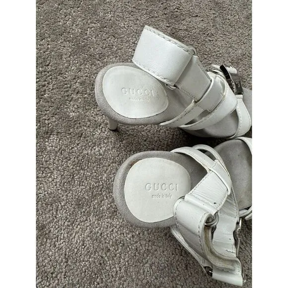 Womens Shoes GUCCI High Heeled Shoes UNWORN White leather Size‎ 36.5