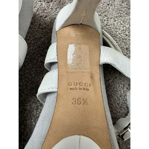 Womens Shoes GUCCI High Heeled Shoes UNWORN White leather Size‎ 36.5