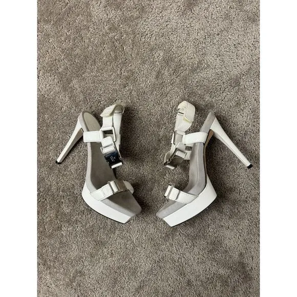 Womens Shoes GUCCI High Heeled Shoes UNWORN White leather Size‎ 36.5