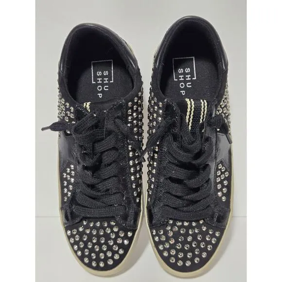 Womens Shu Shop ROCK STAR BLACK Shoes Sneakers~ Size 6~All Over Metallic Studs!