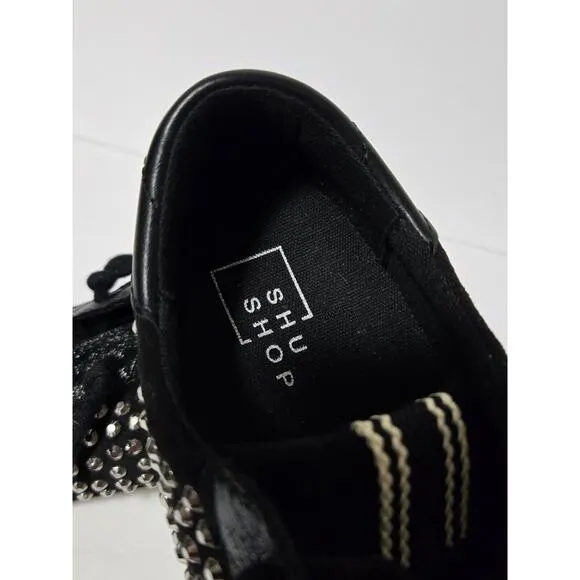 Womens Shu Shop ROCK STAR BLACK Shoes Sneakers~ Size 6~All Over Metallic Studs!