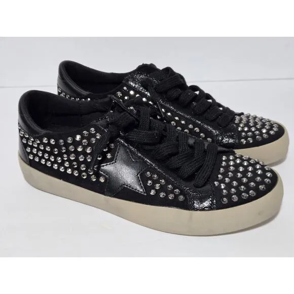 Womens Shu Shop ROCK STAR BLACK Shoes Sneakers~ Size 6~All Over Metallic Studs!