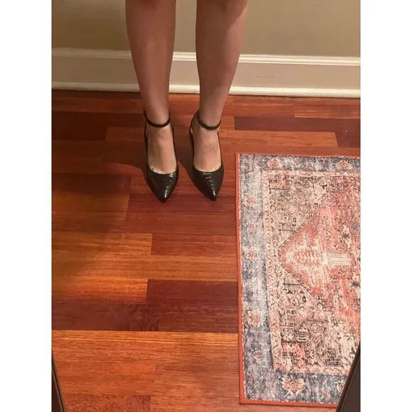 Women's Slingback Pumps Shoes Pointy Closed Toe High Heels Flared Heel Dress Sh