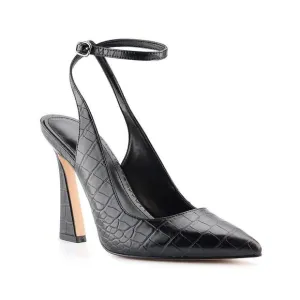 Women's Slingback Pumps Shoes Pointy Closed Toe High Heels Flared Heel Dress Sh