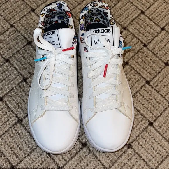 Youth Big Kids Children Adidas Pokemon Cartoon White Lace Up Sneakers Shoes