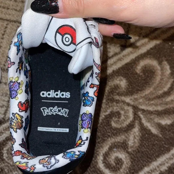 Youth Big Kids Children Adidas Pokemon Cartoon White Lace Up Sneakers Shoes