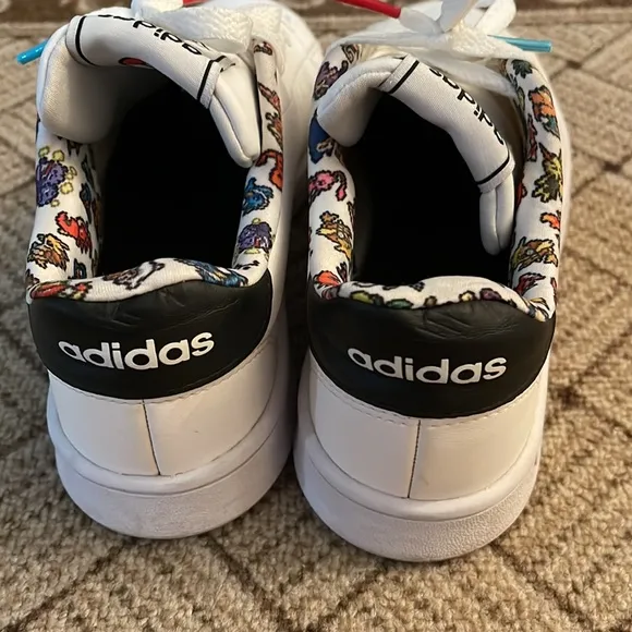 Youth Big Kids Children Adidas Pokemon Cartoon White Lace Up Sneakers Shoes