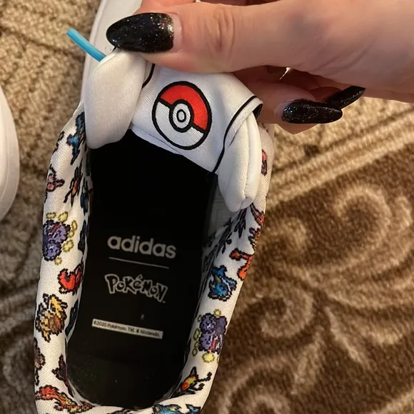 Youth Big Kids Children Adidas Pokemon Cartoon White Lace Up Sneakers Shoes
