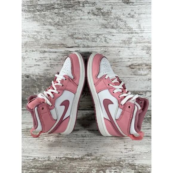 Youth Nike Air Jordan 1 Mid 'Valentines Day' Pink/White Sneaker Sz 11C Athletic
